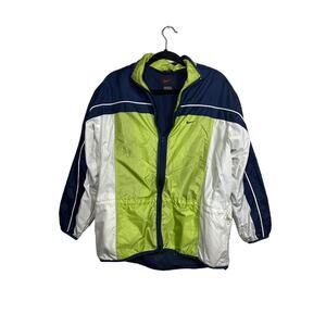 Nike Full Zip Windbreaker Jacket Swoosh Logo Neon Colorblock Vintage 90s Size M